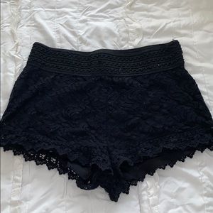 Black Crochet Shorts